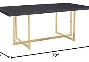 Meridian Furniture Elle Collection Modern | Contemporary Wood Veneer Top Dining Table with Durable Stainless Steel Base, 78" W x 39" D x 30" H