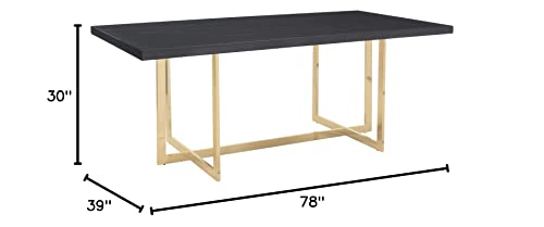 Meridian Furniture Elle Collection Modern | Contemporary Wood Veneer Top Dining Table with Durable Stainless Steel Base, 78" W x 39" D x 30" H