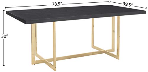 Meridian Furniture Elle Collection Modern | Contemporary Wood Veneer Top Dining Table with Durable Stainless Steel Base, 78" W x 39" D x 30" H