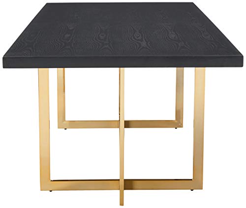 Meridian Furniture Elle Collection Modern | Contemporary Wood Veneer Top Dining Table with Durable Stainless Steel Base, 78" W x 39" D x 30" H