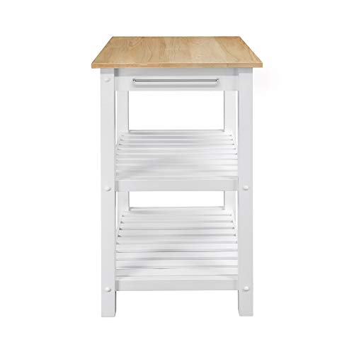 Casual Home Sunrise (Small) with Solid Harvest Hardwood Top Kitchen Island, 22.75"W, Natural&White