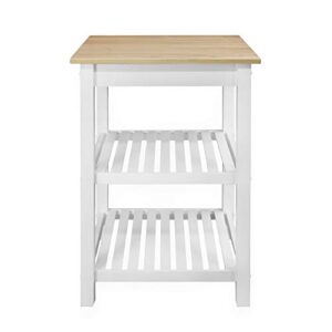 Casual Home Sunrise (Small) with Solid Harvest Hardwood Top Kitchen Island, 22.75"W, Natural&White