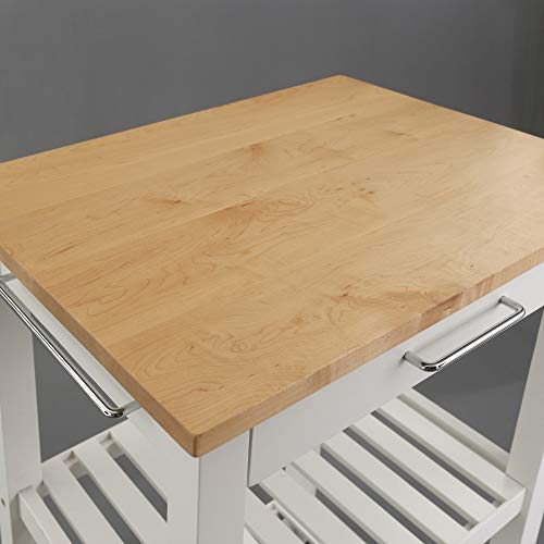 Casual Home Sunrise (Small) with Solid Harvest Hardwood Top Kitchen Island, 22.75"W, Natural&White