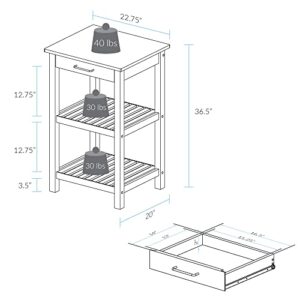 Casual Home Sunrise (Small) with Solid Harvest Hardwood Top Kitchen Island, 22.75"W, Natural&White