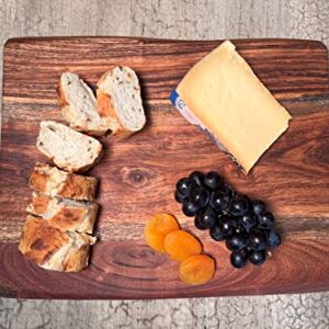 Mountain Woods Brown Hand Crafted Live Edge Acacia Wood Cutting Board/Serving Tray | Butcher Block | Charcuterie Board | Chopping Board for Vegetables, Fruits and Meat - 15" x 12" x 0.75"