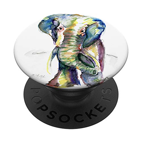 Elephant Lover Animal White Colorful Painting Gift for Phone PopSockets Swappable PopGrip