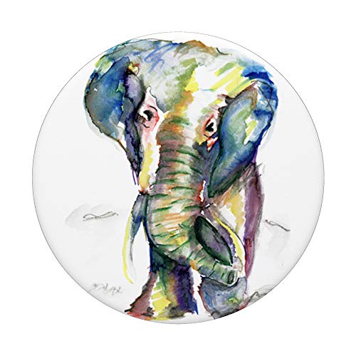 Elephant Lover Animal White Colorful Painting Gift for Phone PopSockets Swappable PopGrip