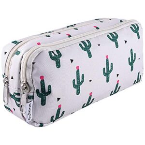 siquk cactus pencil case large capacity pen case double zippers pen bag office stationery bag cosmetic bag with compartments for girls boys and adults