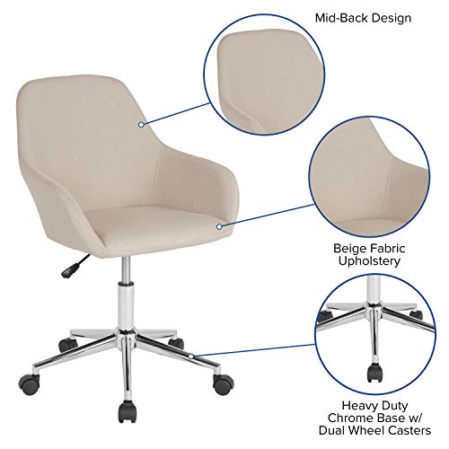 Flash Furniture Cortana Home and Office Mid-Back Chair in Beige Fabric