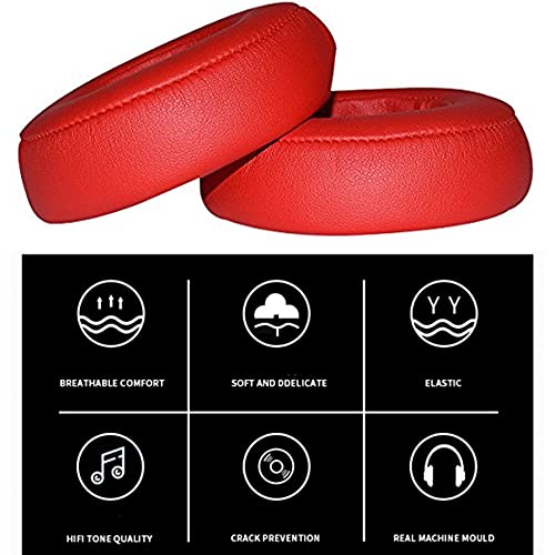 Pro Headphones Ear Cushions Replacement Earpads Compatible with Monster Beats by Dr Dre Pro Detox Over-Ear Headphones (Red)