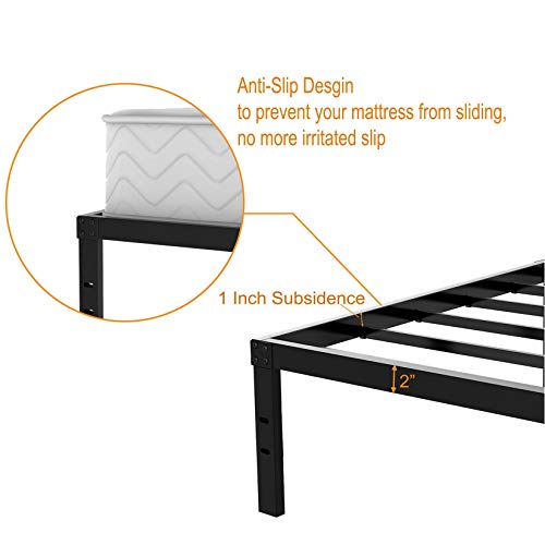 NOAH MEGATRON Heavy Duty Queen Platform Bed Frame, Slatted Bed Base 14 Inch Mattress Foundation Bed Frame,12 Inch Under-Bed Storage,No Box Spring Needed (Queen)