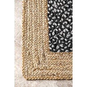 nuLOOM Lesha Natural Fiber Jute Area Rug, 5' x 8' Oval, Black