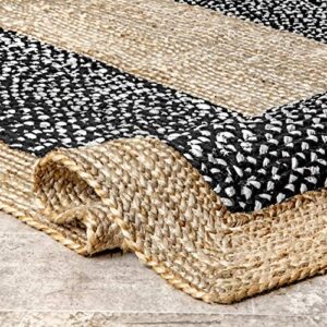 nuLOOM Lesha Natural Fiber Jute Area Rug, 5' x 8' Oval, Black