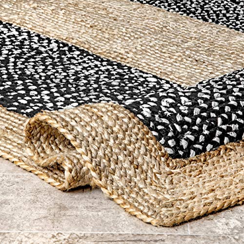 nuLOOM Lesha Natural Fiber Jute Area Rug, 5' x 8' Oval, Black