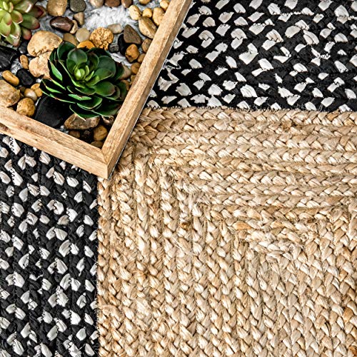 nuLOOM Lesha Natural Fiber Jute Area Rug, 5' x 8' Oval, Black