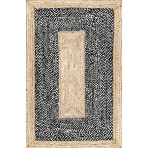 nuLOOM Lesha Natural Fiber Jute Area Rug, 5' x 8' Oval, Black