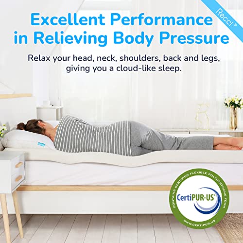 RECCI 3 Inch King Memory Foam Mattress Topper, Pressure-Relieving Mattress Topper for Back Pain, Foam Mattress Topper with Removable & Washable Cover, CertiPUR-US Certified, King Size