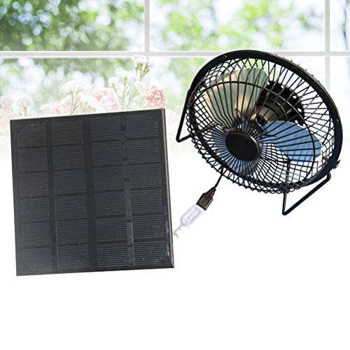 VORCOOL Solar Powered USB Fan Quiet Free Angle Rotation Desk Fan Outdoor Home Chicken House Cooling Ventilation System (3W 4 inch)