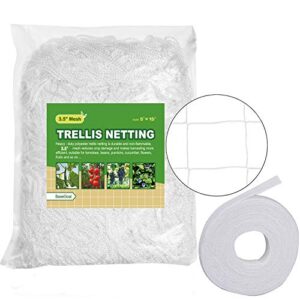 BaseGoal All-Weather Trellis Netting Mesh Plant Garden Vine Growing Flexible String Net (3.5" Mesh ployester, 5' Wx 15'L)