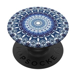 cell phone pop out button holder mandala floral sky blue popsockets popgrip: swappable grip for phones & tablets