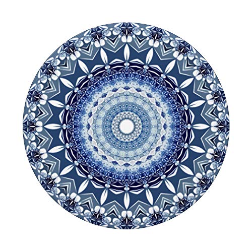 Cell Phone Pop Out Button Holder Mandala Floral Sky Blue PopSockets PopGrip: Swappable Grip for Phones & Tablets