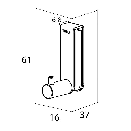 Tiger Rhino Glass Shower Door Towel Hook, 13x6,1x3,7 cm, Stainless Steel Brushed