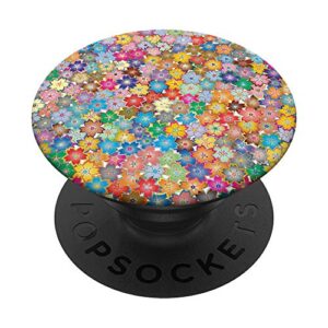 cellphone button pop up holder pressed flower rainbow floral popsockets popgrip: swappable grip for phones & tablets