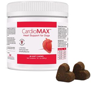 CardioMAX Heart Support Supplement for Dogs - L-Taurine, L-Carnitine, EPA and DHA, Coenzyme Q10 - Aids Circulatory Strength, Cardiovascular Support, Heart Muscle Function - Made in USA - 60 Soft Chews