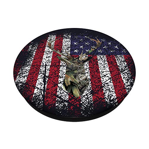 Deer Buck Hunting USA Flag Brown Camouflage Red White Blue PopSockets PopGrip: Swappable Grip for Phones & Tablets