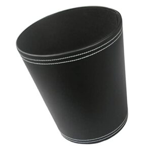 flameer wastebasket, european style household office round pu leather waste bin paper basket trash can dustbin garbage bin waste-paper basket - black