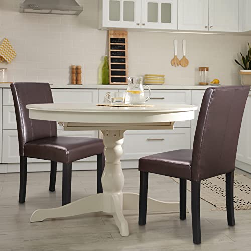 ZENY Dining Chair Set of 6, PU Leather Chairs Modern Diner Chairs Armless Side Chair with Solid Wood Legs for Home Kitchen Living Room