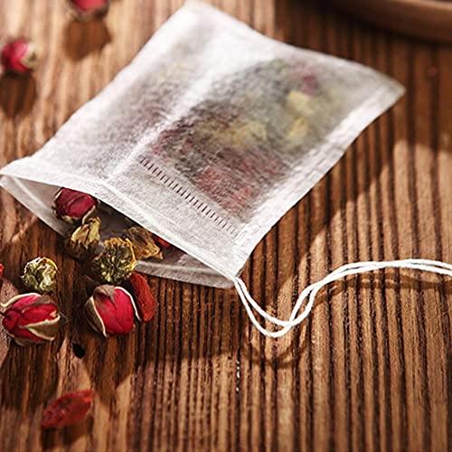 200Pcs Disposable Tea Filter Bags 2.75 x 3.54 inch Tea Infuser Natural Material Drawstring Tea Bag Empty Bags for Loose Tea