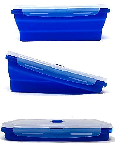 Set of 4 Collapsible Silicone Food Storage Container, Leftover Meal box For Kitchen, Bento Lunch Boxes, BPA Free, Microwave, Dishwasher and Freezer Safe. Foldable Design Saves Your Space.