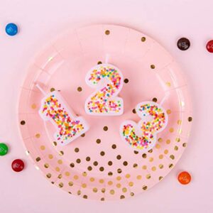 Sweety Colorful Candy Number Cake Topper Candle for Brithday Party Baby Shower and Wedding Party Supplies Favor (One)