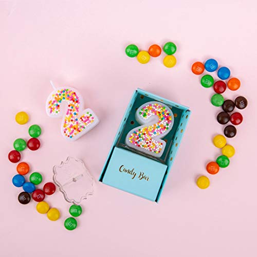 Sweety Colorful Candy Number Cake Topper Candle for Brithday Party Baby Shower and Wedding Party Supplies Favor (One)