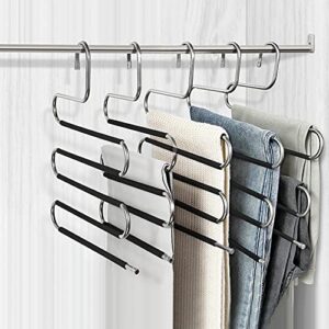 Pants Hangers Space Saving - 4 Pack S-Type Scarf Hanger Jeans Hangers Space Saving Non-Slip S Hangers for Pants