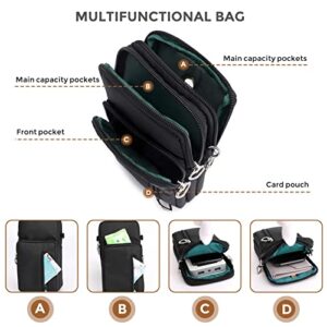 Crossbody Bags for Women, Small Cross Body Bag Waterproof Cell Phone Wallet Mini Messenger Purses, Detachable Strap Casual Over Shoulder Backpack Outdoor Classic Black Purse Sling Bag for Men Unisex