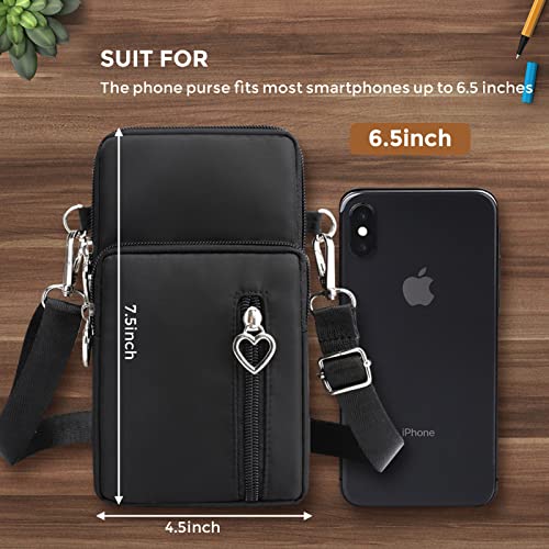 Crossbody Bags for Women, Small Cross Body Bag Waterproof Cell Phone Wallet Mini Messenger Purses, Detachable Strap Casual Over Shoulder Backpack Outdoor Classic Black Purse Sling Bag for Men Unisex