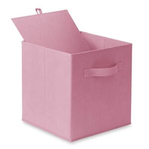 Casafield Set of 6 Collapsible Fabric Cube Storage Bins, Light Pink - 11" Foldable Cloth Baskets for Shelves, Cubby Organizers & More