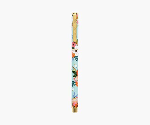 RIFLE PAPER CO. Lively Floral Writing Pen, 5.375" L, 0.5 mm Rollerball Tip, Stainless Steel Body with Brass Accents, Pair Desk Accessories