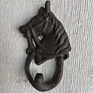 rustic cast iron barnhouse horse head horseshoe wall hook for keys, hat, coat