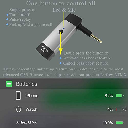 Airfrex Wireless Bluetooth Adapter Receiver with 2.5mm Jack for Audio Technica ATH-M50X and ATH-M40X and ATH-M70X Headphones, Audio Technica Headphone Cable Cord Replacement Connector