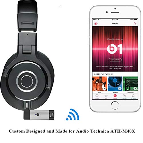 Airfrex Wireless Bluetooth Adapter Receiver with 2.5mm Jack for Audio Technica ATH-M50X and ATH-M40X and ATH-M70X Headphones, Audio Technica Headphone Cable Cord Replacement Connector