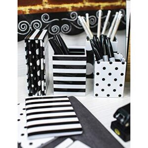 Schoolgirl Style Simply Stylish 3-Piece Polka Dot Pencil Cup Holder Set, Assorted Black and White Pencil Cup Holders, Classroom Supplies Organizer for Desk Organization, Black & White Classroom Décor