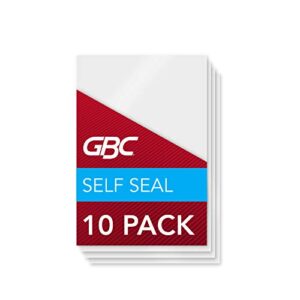 gbc laminating sheets, self adhesive pouches, wallet size, 8 mil, self seal, 10 pack (3745685)
