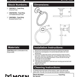 Moen DN6786ORB Danbury Collection European Single Post Bathroom Hand -Towel Ring, Oil-Rubbed Bronze