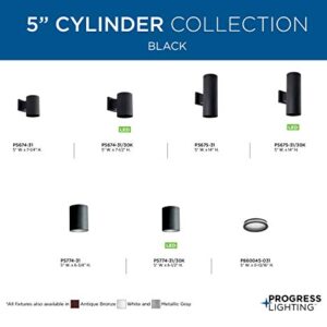 Cylinder Collection 5" Modern Outdoor Wall Lantern Light Black