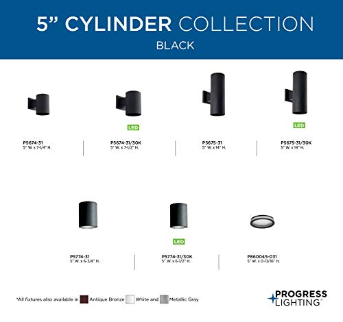Cylinder Collection 5" Modern Outdoor Wall Lantern Light Black
