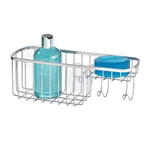 iDesign Gia Polished Stainless Steel Bathroom Suction Combo Organizer Basket - 11" x 4.25" x 4"