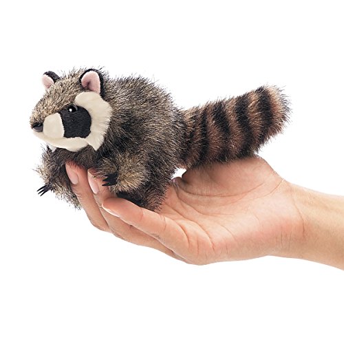 Folkmanis Mini Raccoon Finger Puppet, Gray, 1 EA